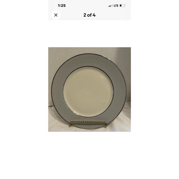 5 Flintridge Brookmere 10 5/8" Dinner Plates Gray Rim w/Platinum Trim - USA - Picture 3 of 8